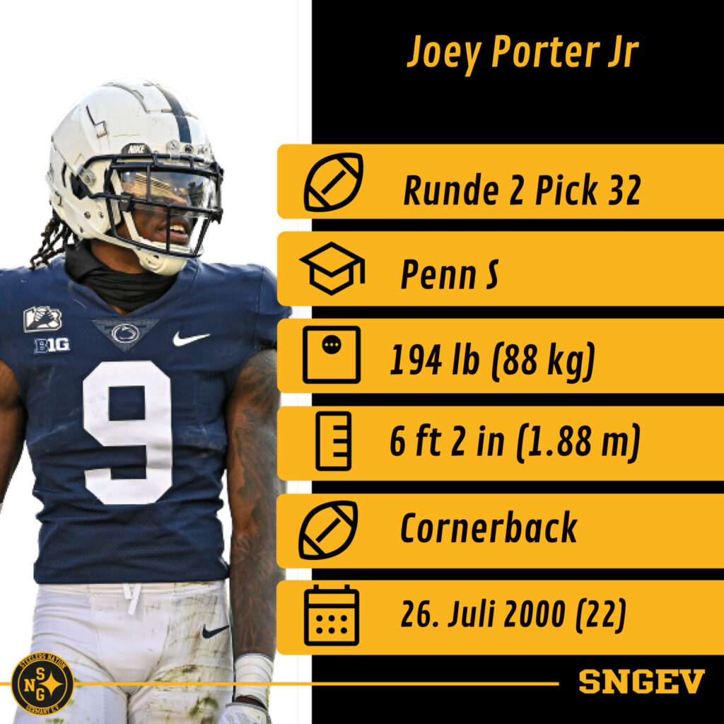 NFL Draft Runde 2 Pick 32 Joey Porter Jr. Steelers Nation