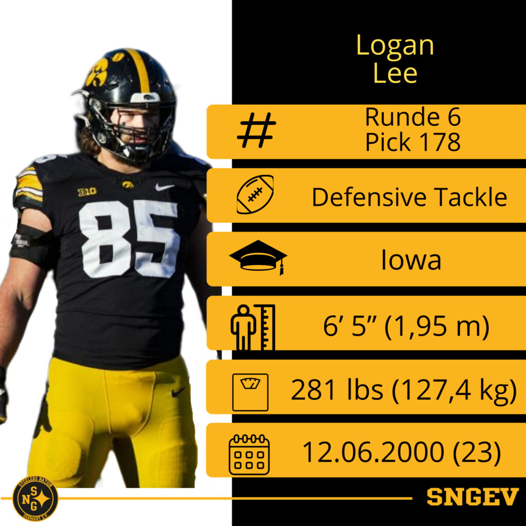 NFL Draft - Runde 6 - Pick 178: Logan Lee 1 Steelers R6 178