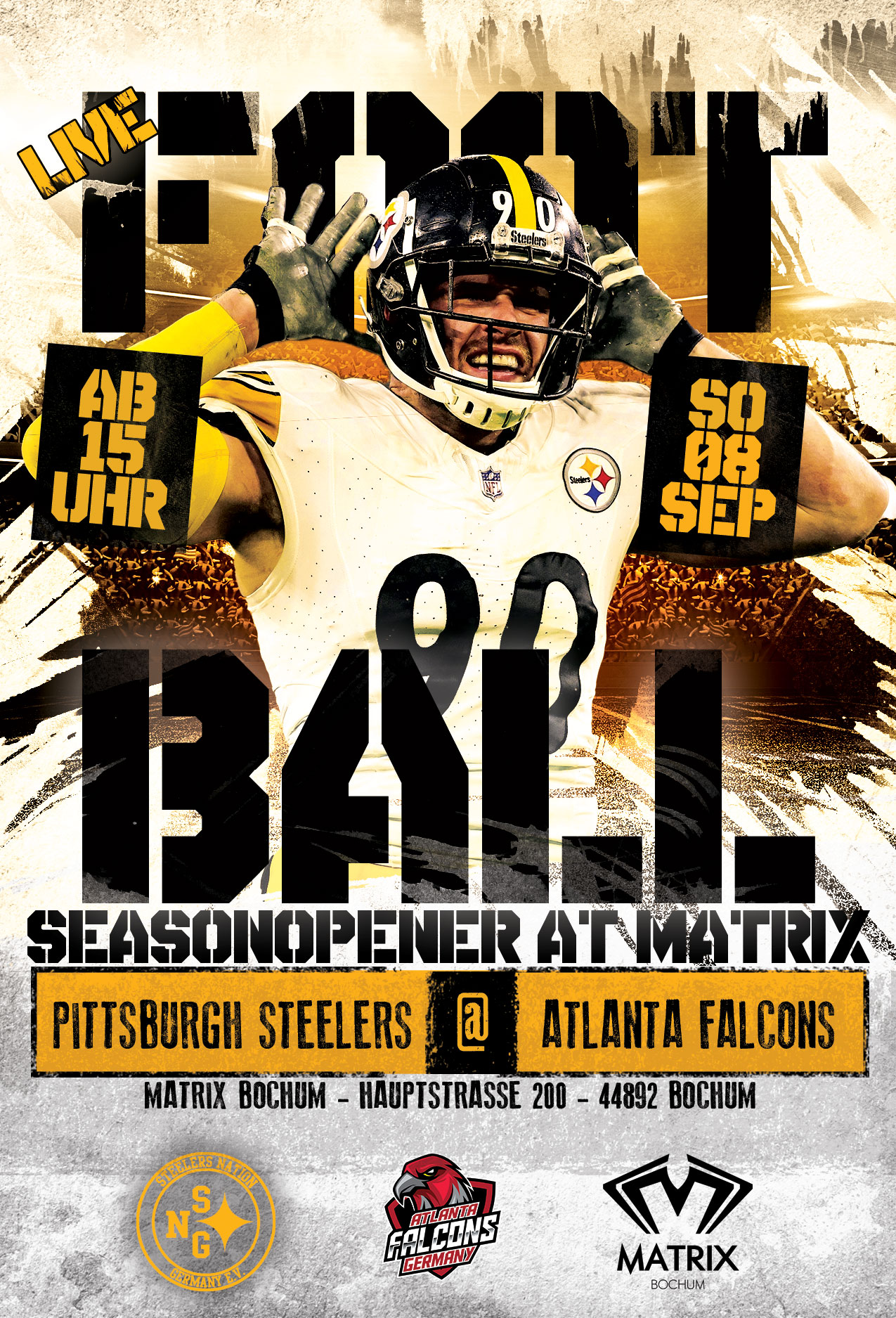 American-Football-Game-Day-Flyer-Matrix-2024-saisonopener American Football Game Day Flyer Matrix 2024 saisonopener
