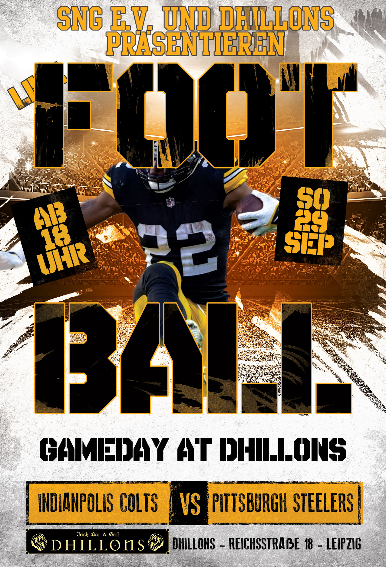 American-Football-Game-Day-Flyer-dhillons-20092024 American Football Game Day Flyer dhillons 20092024