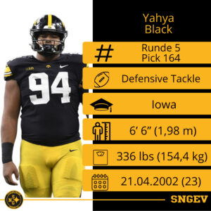 NFL Draft 2025 – Runde 5 – Pick 164 Yahya Black
