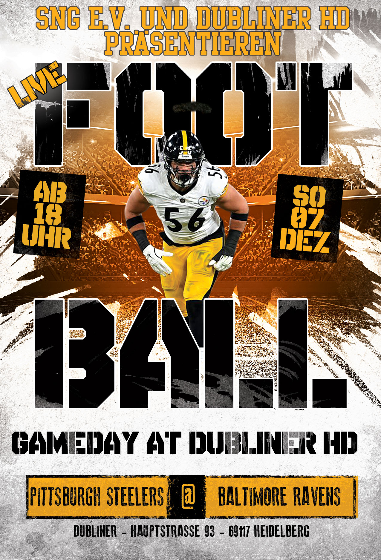 American Football Game Day Flyer Dubliner 07122025