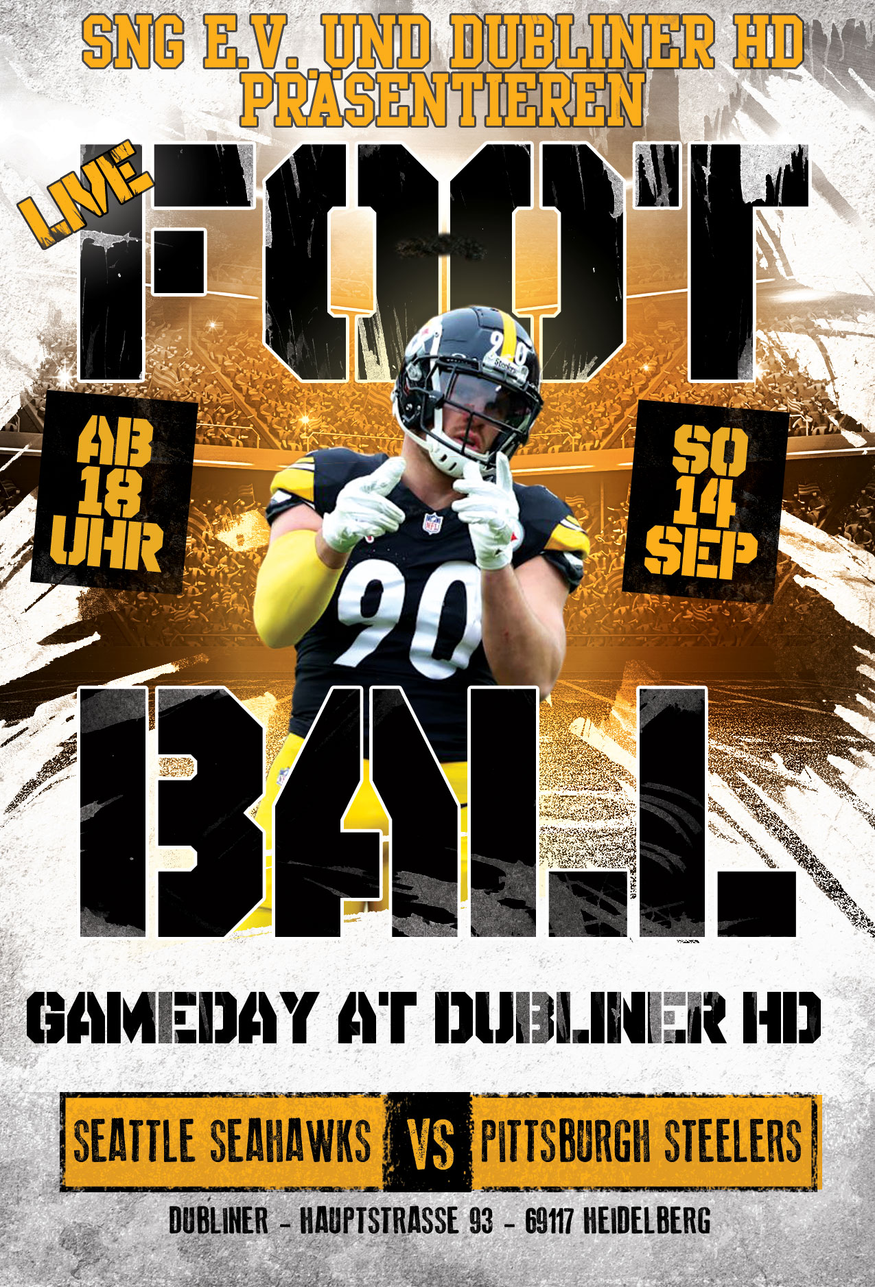 American Football Game Day Flyer Dubliner 14092025