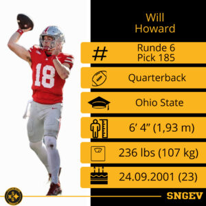 Runde 6 – Pick 185 Will Howard 1